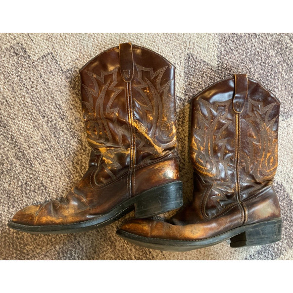 VTG‎ Men's Sz 11 Boots RANGER Brown Distressed Boots Oil Resistant ANSI WESTERN - Picture 1 of 8